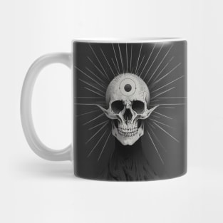 Monotone Illustration of Skull Mug